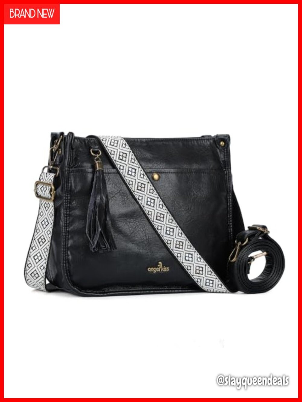 Vegan Leather Hobo Crossbody Bag Tassel Guitar Strap Shoulder Purse